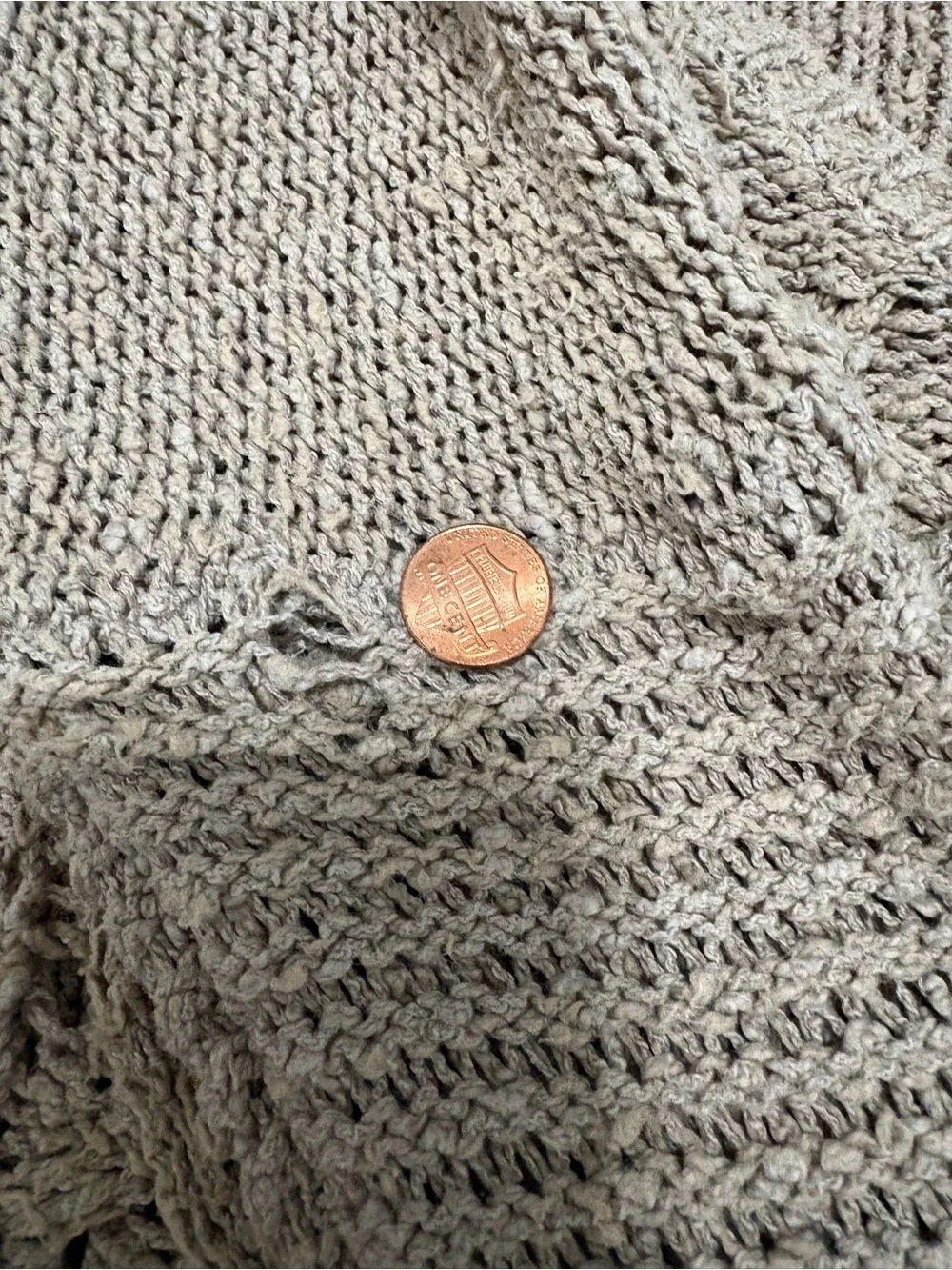 Free People Cross My Heart Pullover Cable Knit Taupe Medium Boho Chic Sweater
